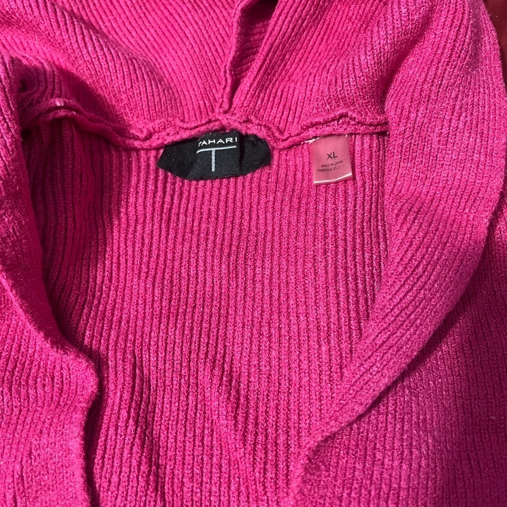 Tahari Pink Hooded Sweater - Picture 7 of 8